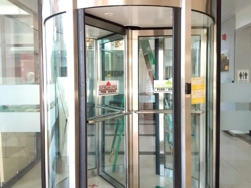Custom Automatic Rotating Door for Caterpillar Indonesia Batam
